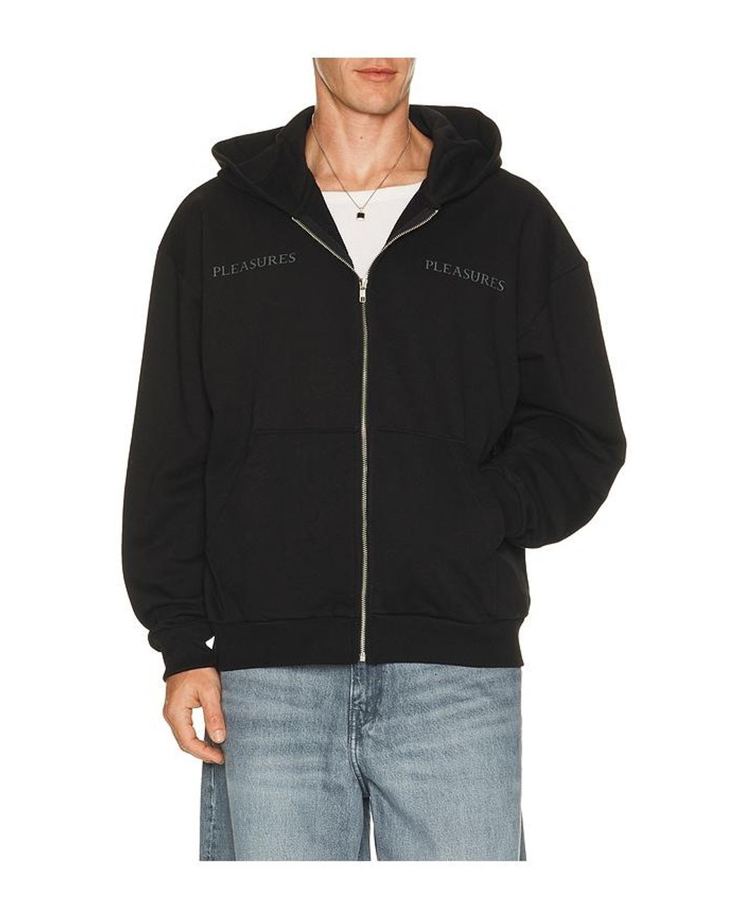 Pleasures Black Spine Full Zip Hoodie for men
