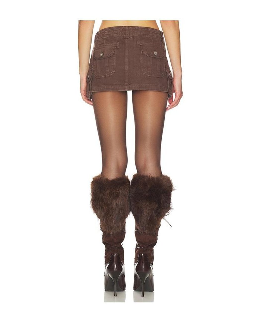 GUIZIO Brown Anais Cargo Mini Skirt