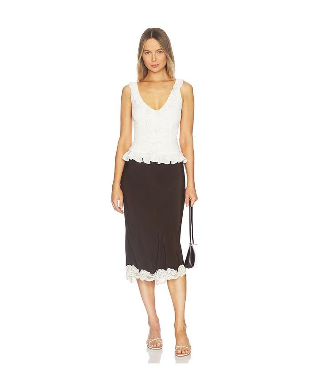 Runaway the Label White Alexina Sleeveless Ruffle Top