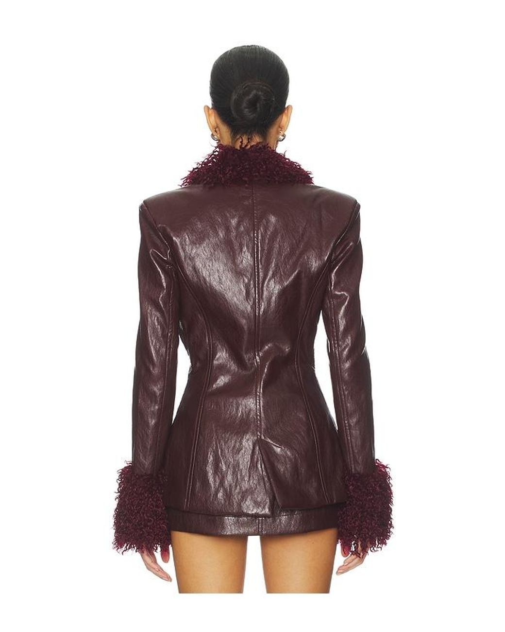 Milkwhite Purple Fitted Blazer With Faux Fur Detail