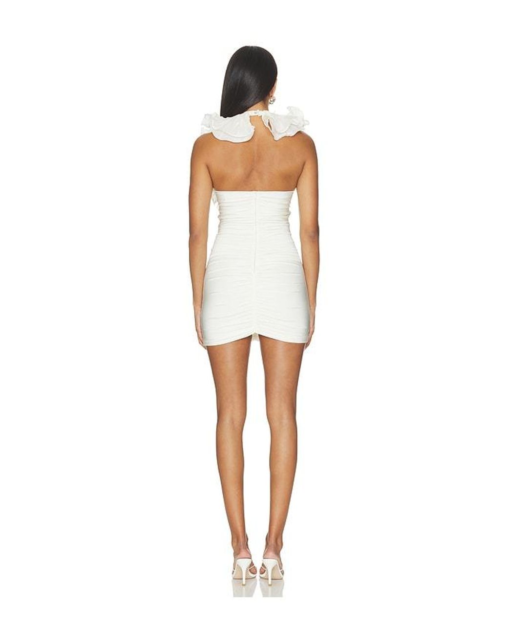 PATBO White Taffeta Tarsila Ruffle Mini Dress