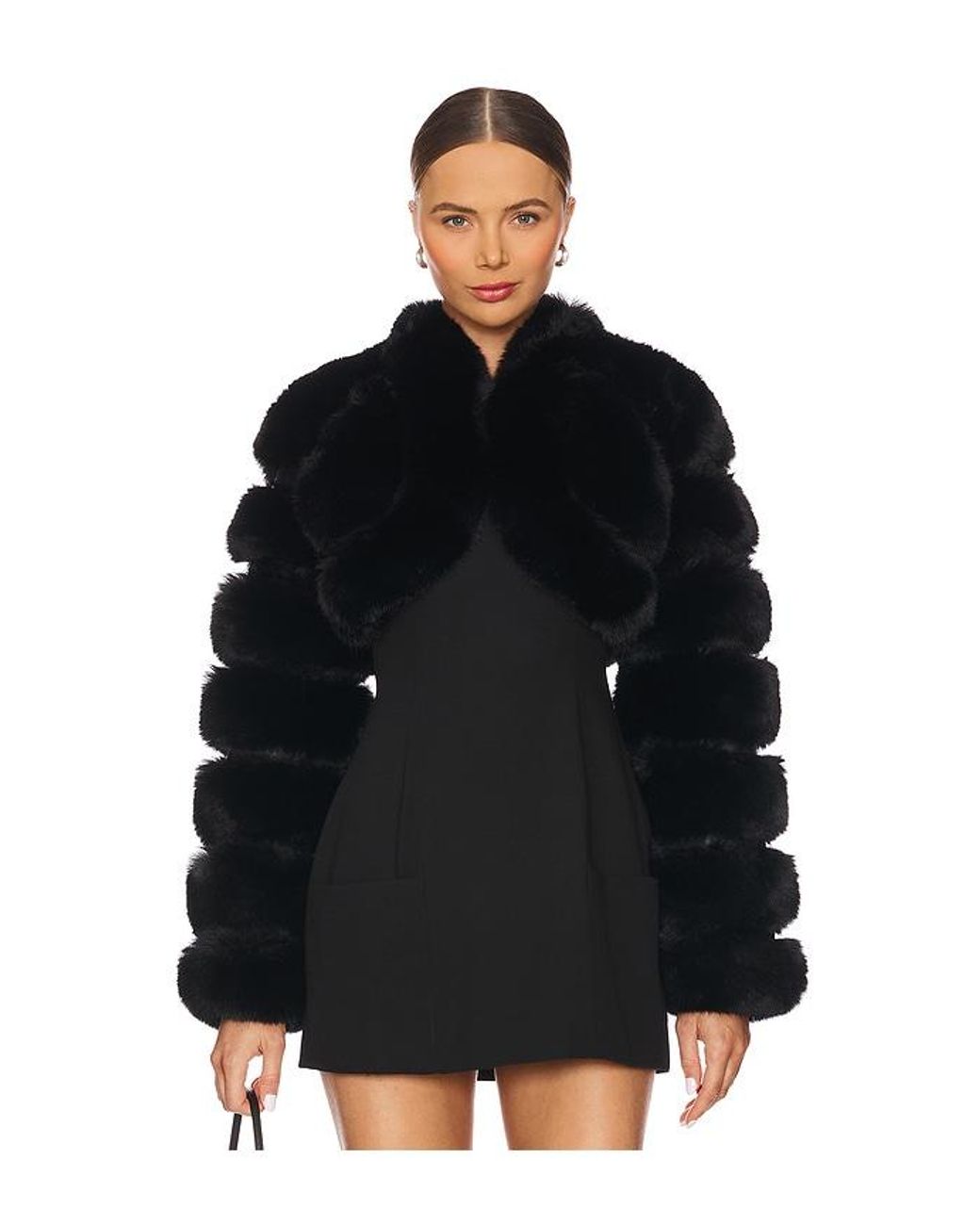 Adrienne Landau Black X Revolve Faux Fox Fur Short Jacket