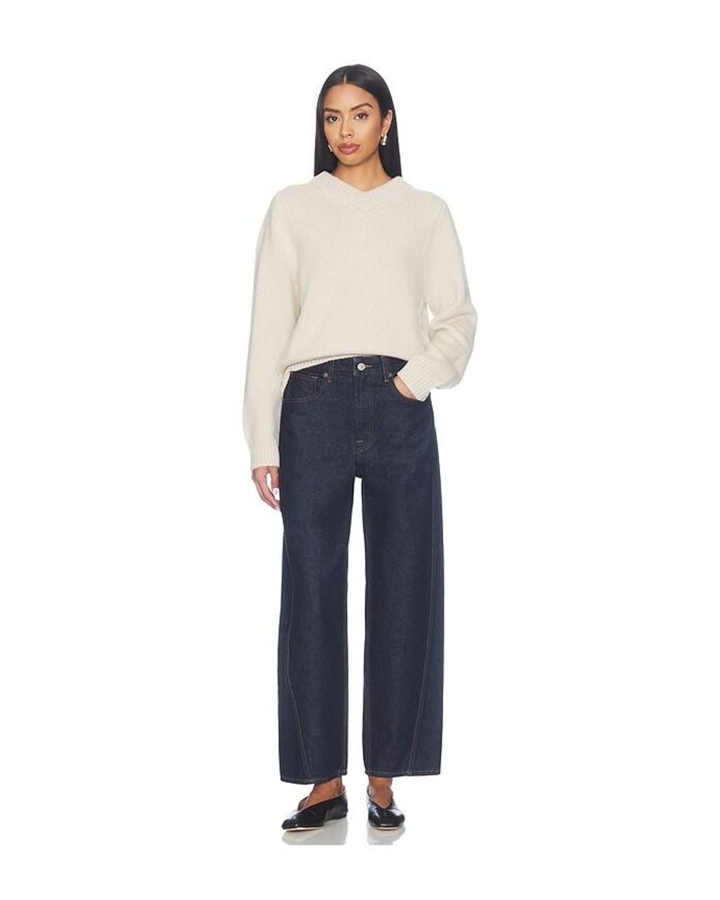 Soft Goat Blue Chunky V-Neck Sweater