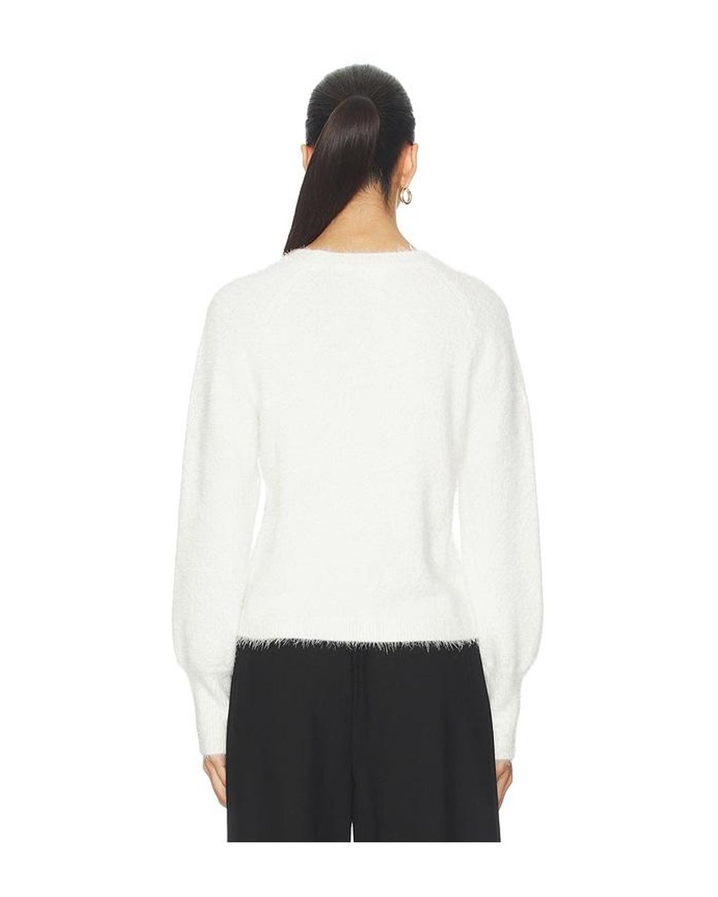Bobi White Diagonal Placket Sweater