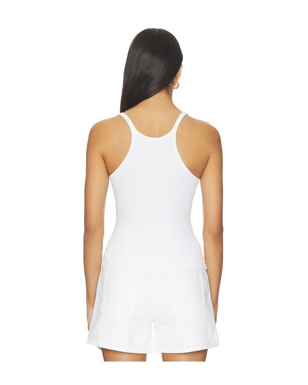 Enza Costa White Cotton Rib Cami Tank