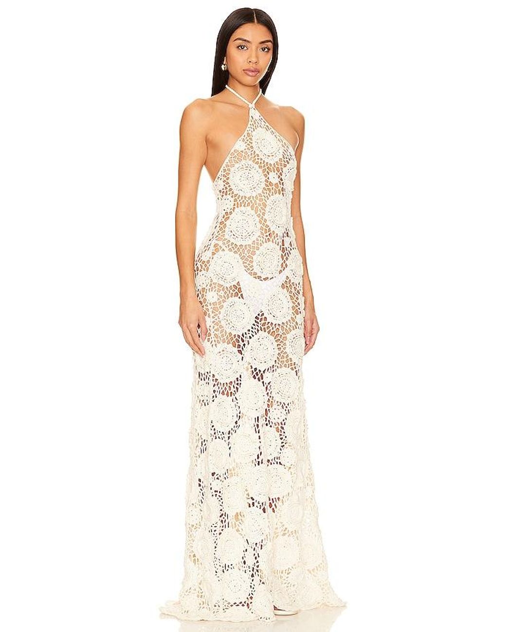 knee length dresses for ladies Finley Pointelle Knit Maxi Dress / Ivory | Meshki