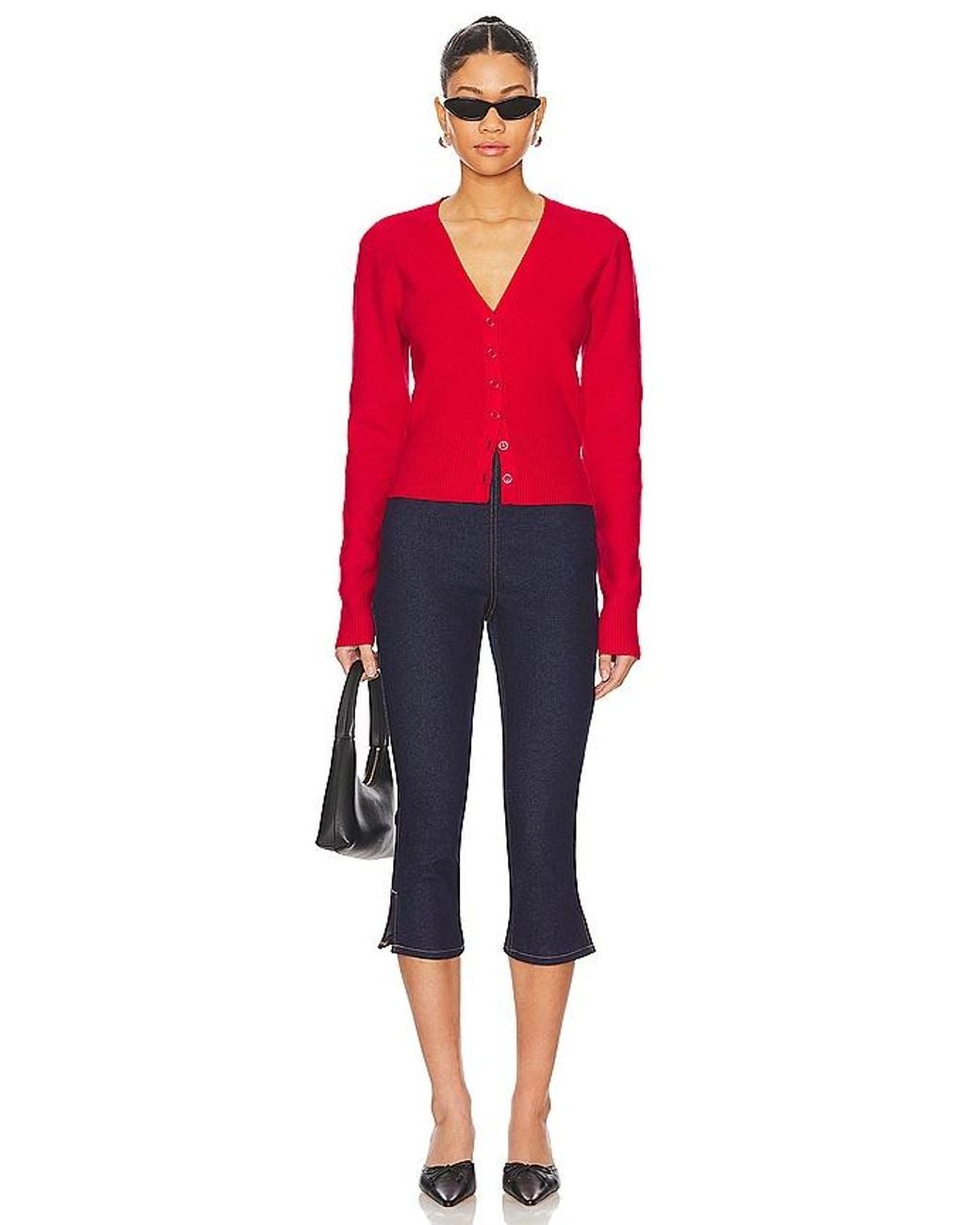 GUIZIO Red Camelie Cardigan Top