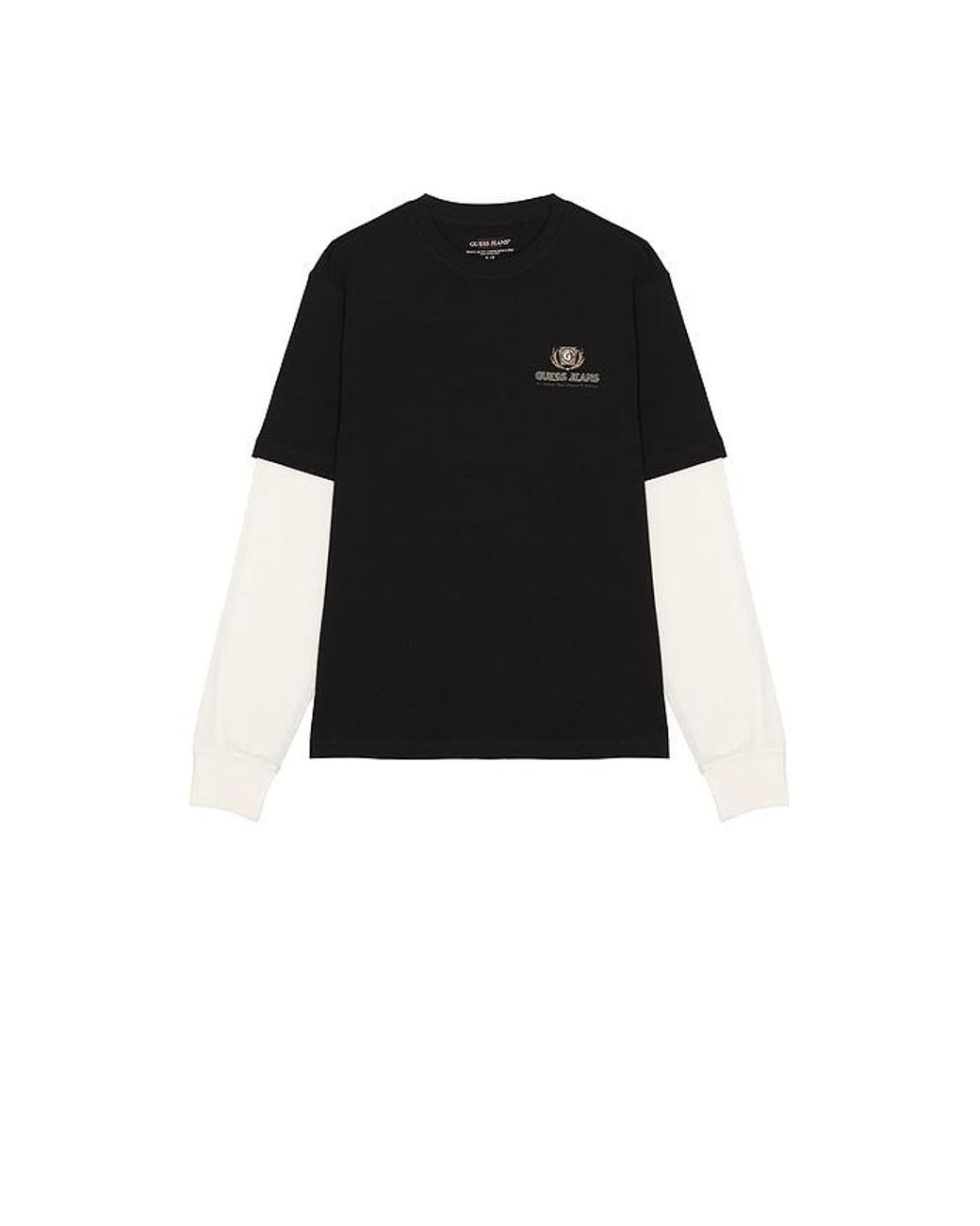 Guess Black Regular Fit Double Layer Tee for men
