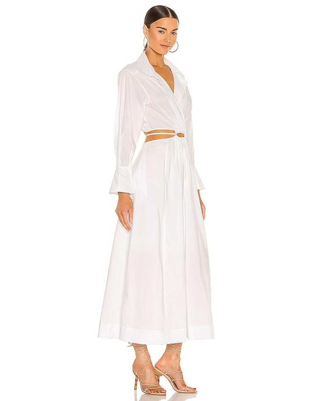 Jonathan Simkhai White Alex Pleated Cut Out Dress
