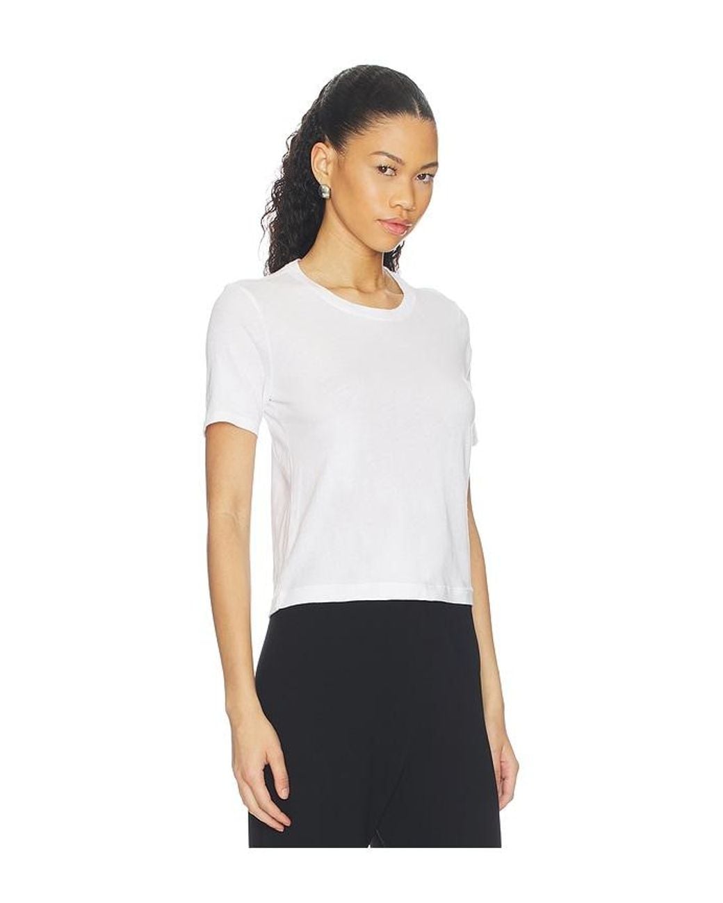 L'Agence White 'Agence Stormy Short Sleeve Crop Crew Neck Tee