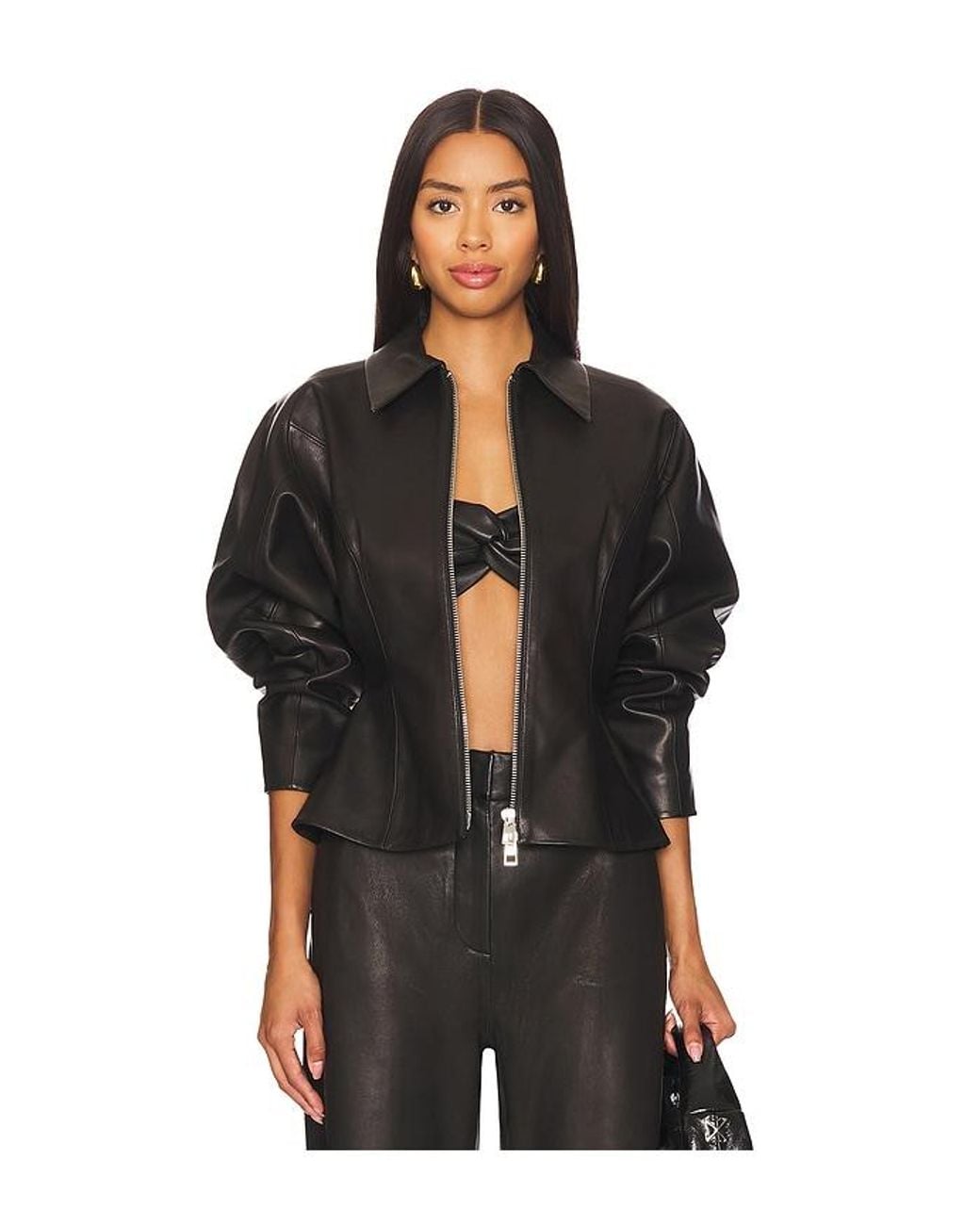 The Sei Black Fitted Leather Jacket