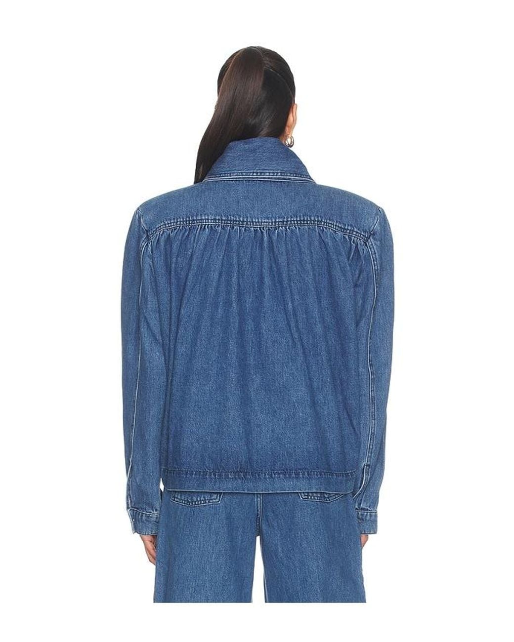ROTATE BIRGER CHRISTENSEN Blue Gathered Denim Jacket
