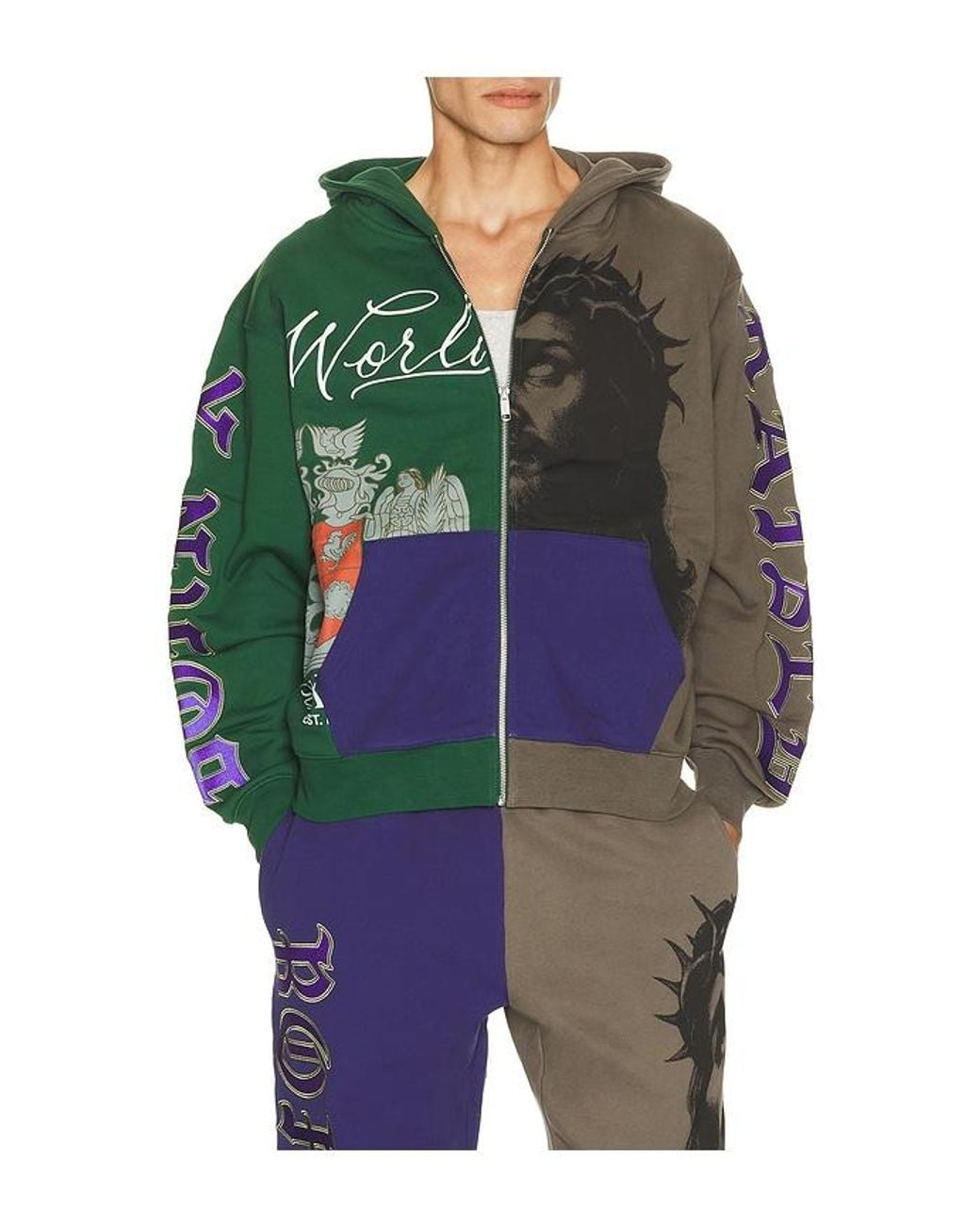 Born X Raised Multicolor Mashup Zip-Up Hoodie for men