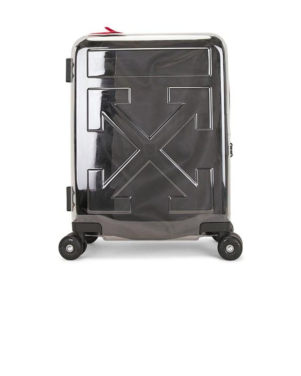 Off-White c/o Virgil Abloh Black Quote Arrow Trolley Luggage + Stickers for men