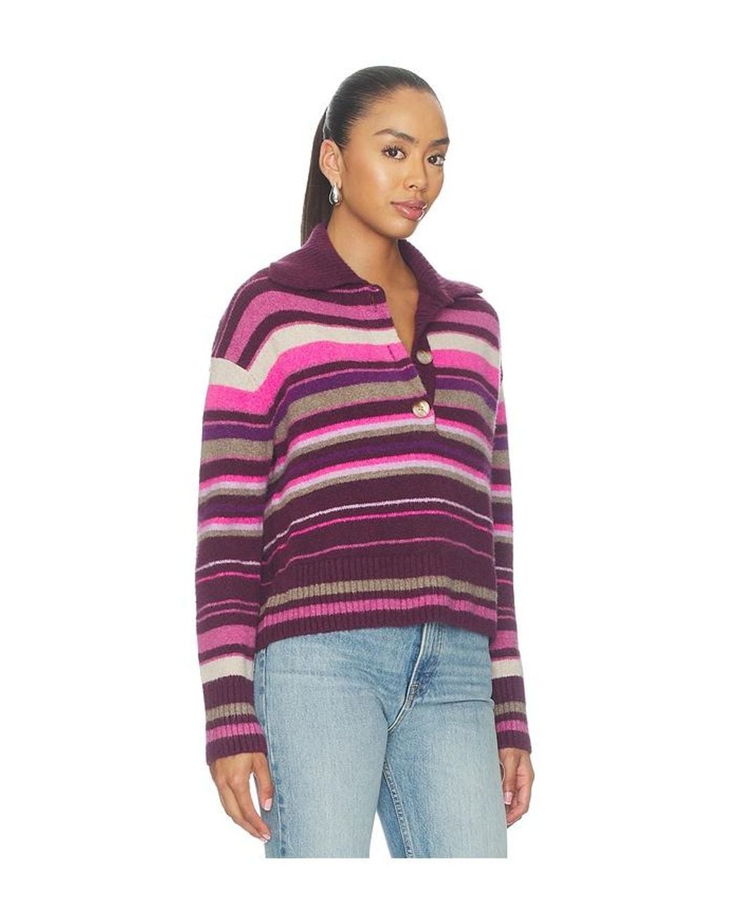 Free People Red Trading Up Stripe Pullover