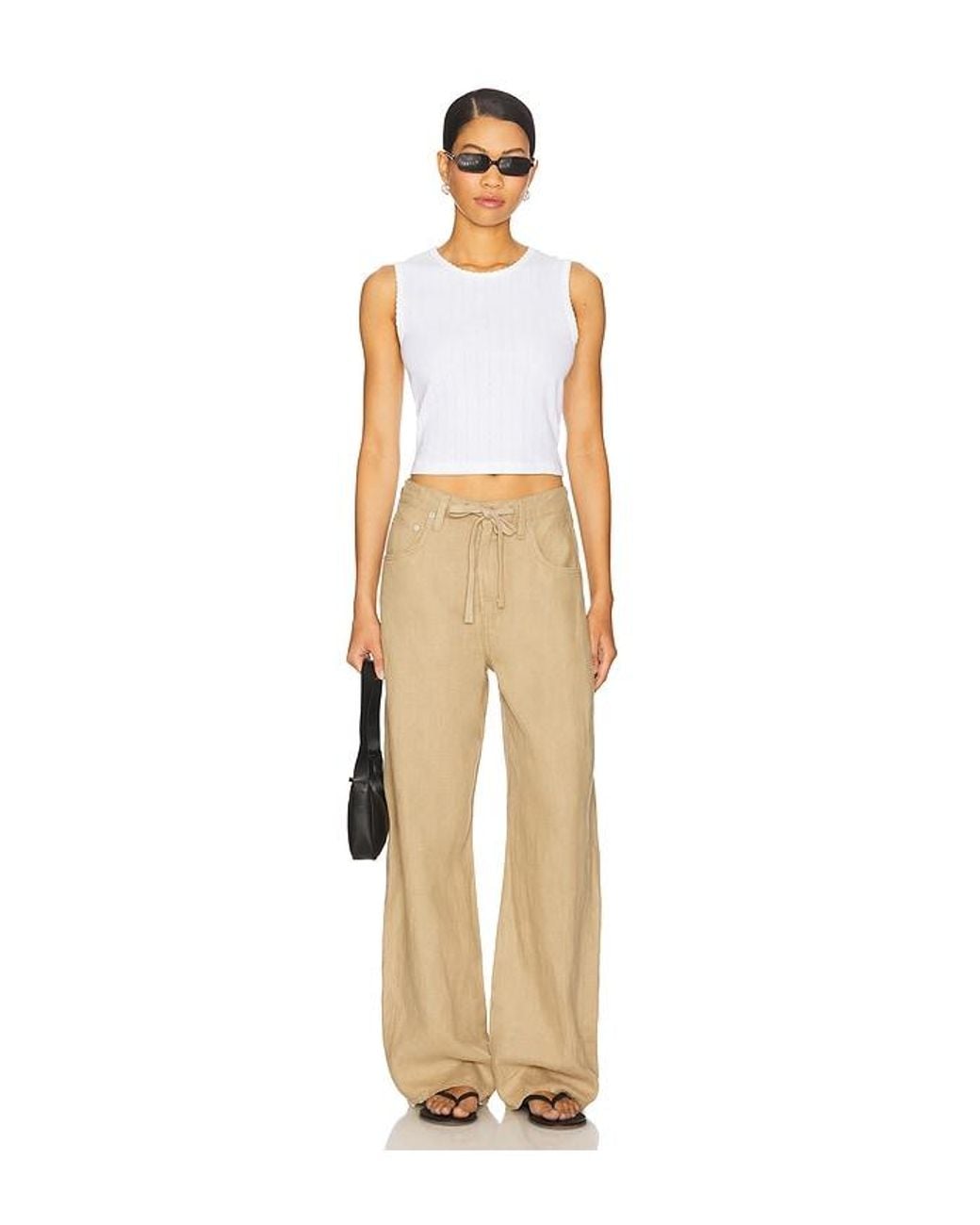 Leset Natural Pointelle Sleeveless Crew Top