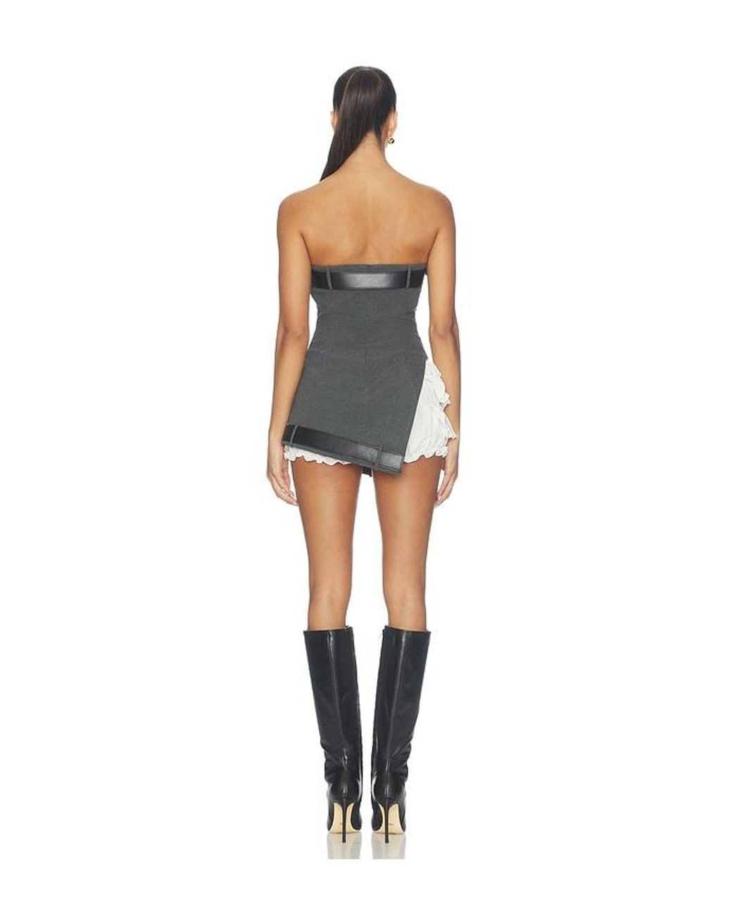 MARRKNULL Gray Dislocation Crop Dress