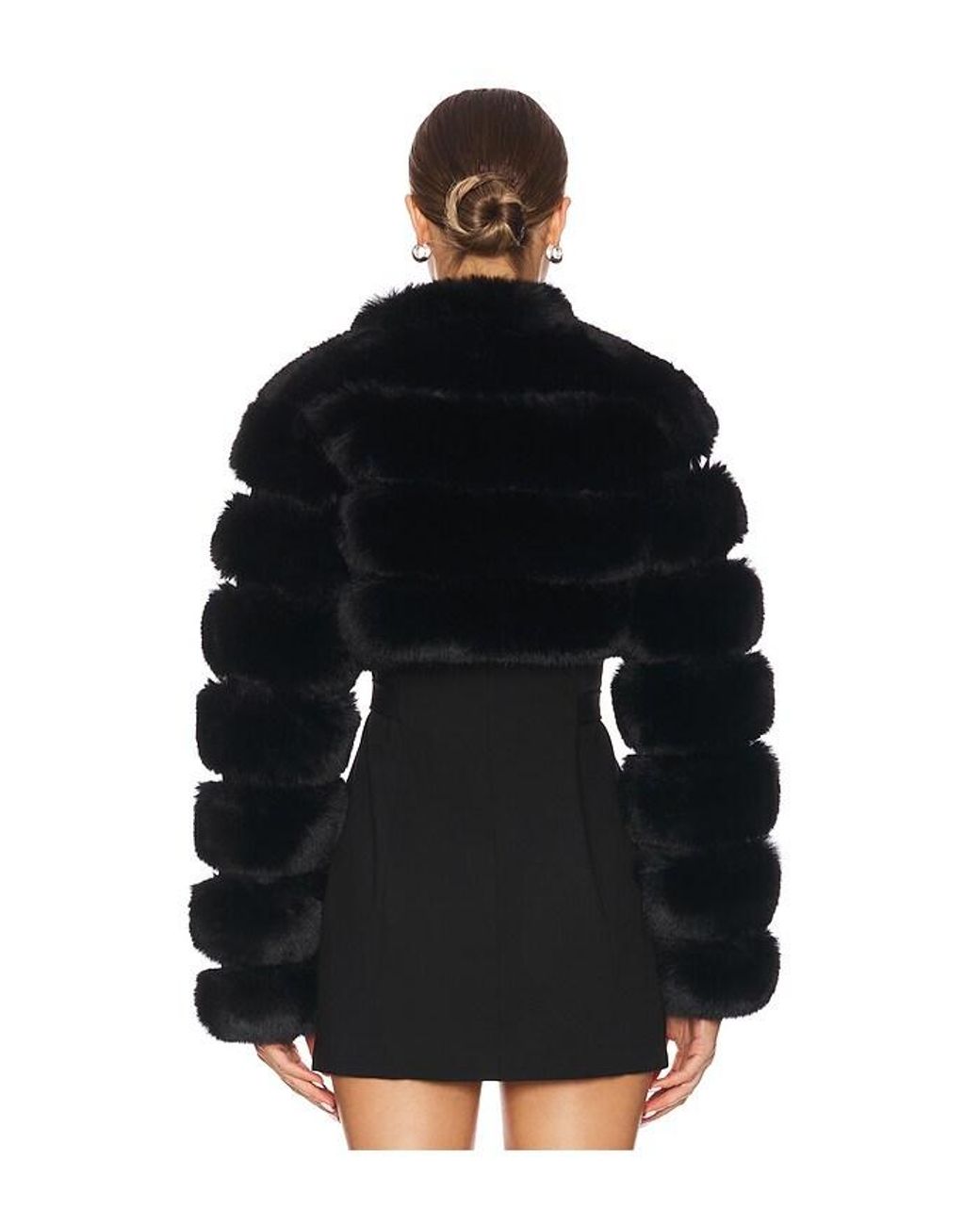 Adrienne Landau Black X Revolve Faux Fox Fur Short Jacket