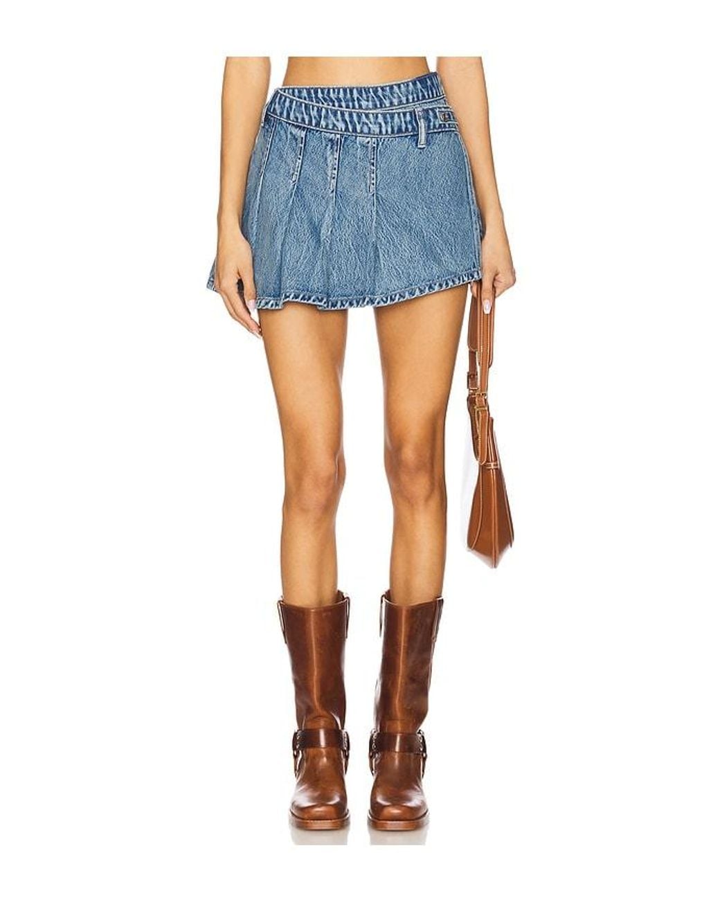 Free People Blue X We The Free Stephie Denim Skort