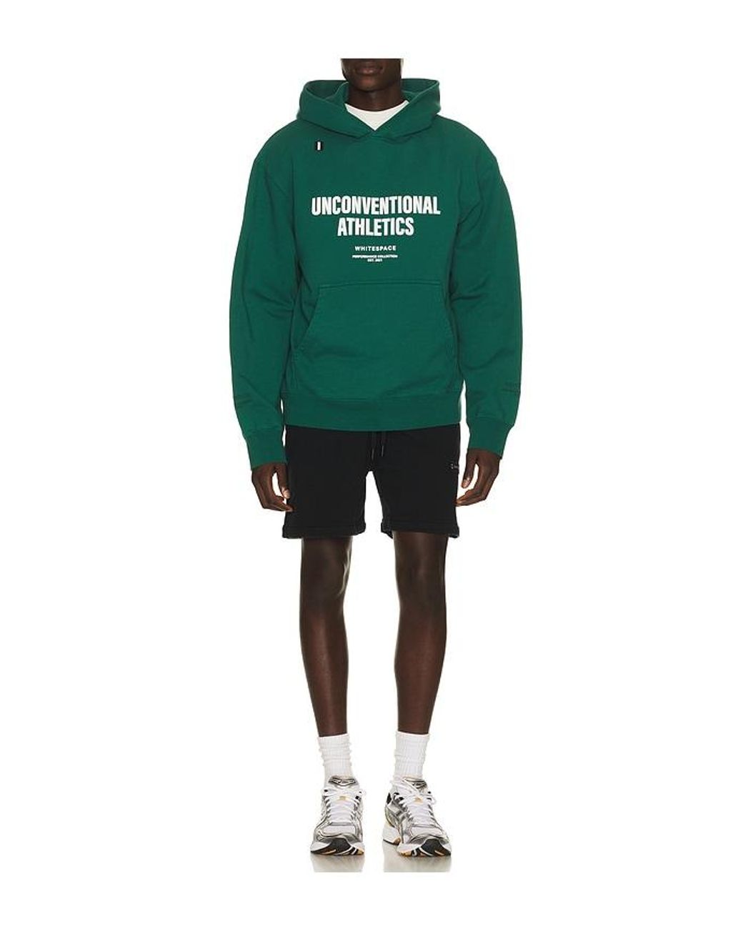 White/space Green Unconventional Athletics Hoodie for men
