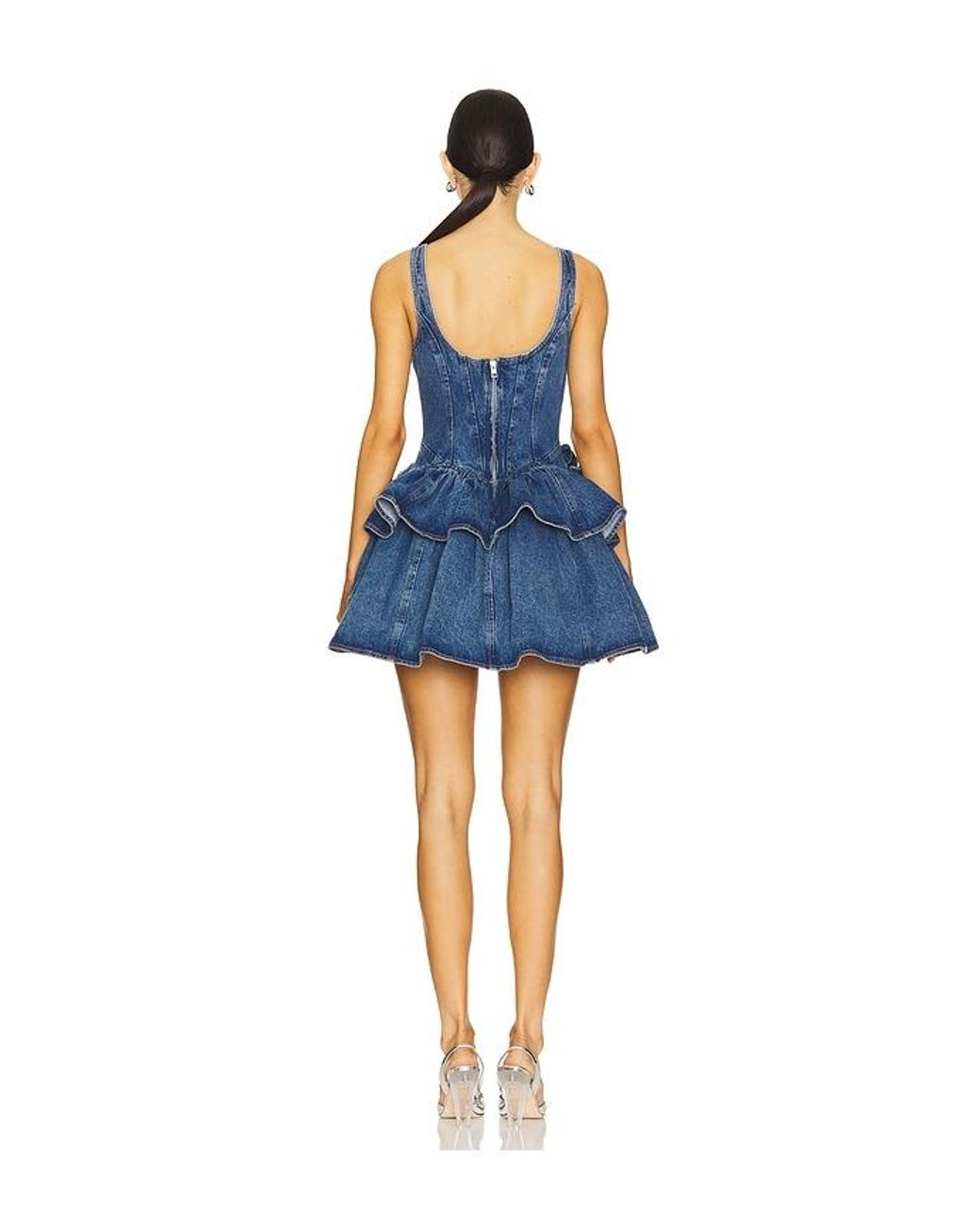 AKNVAS Blue Blaues Jeans-Rüschenkleid Devyn Saxe