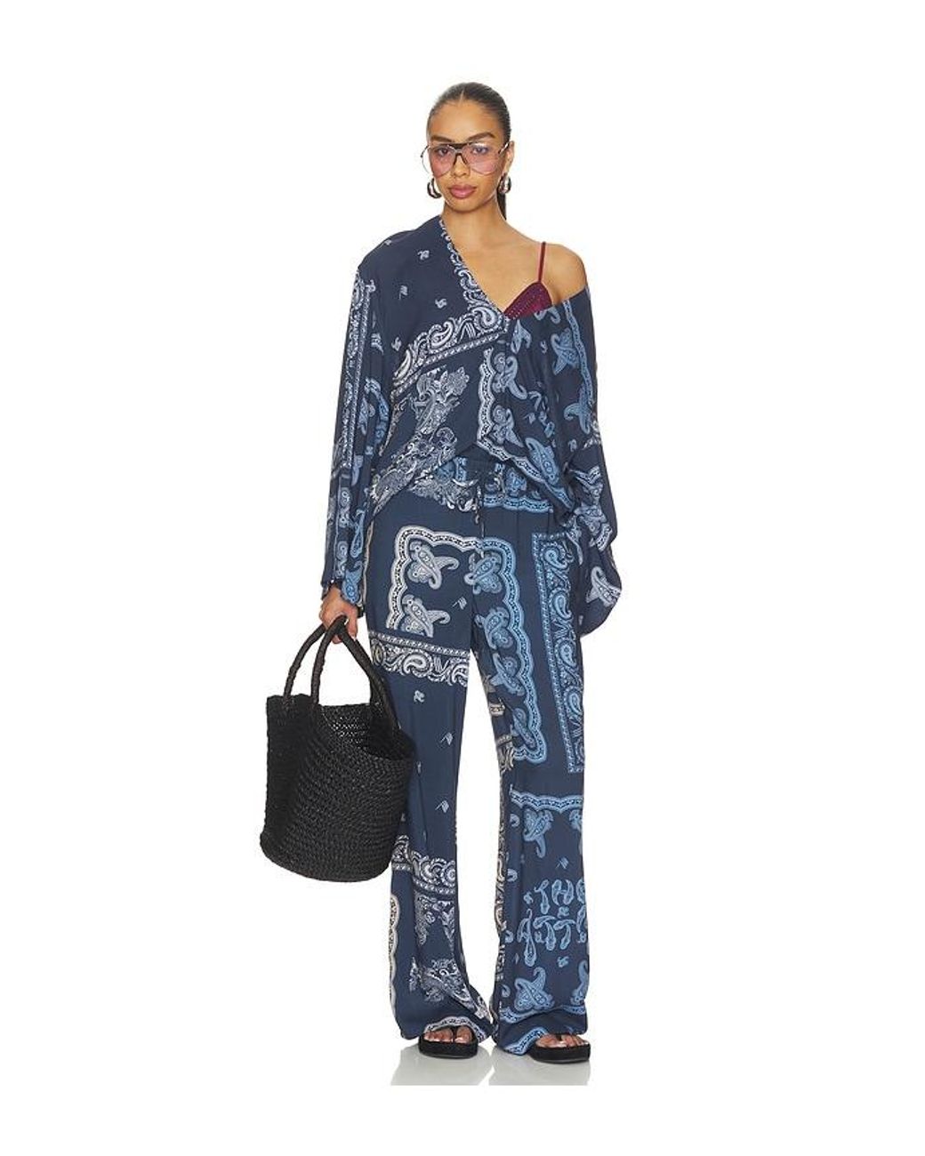 The Attico Blue Paisley Blouse