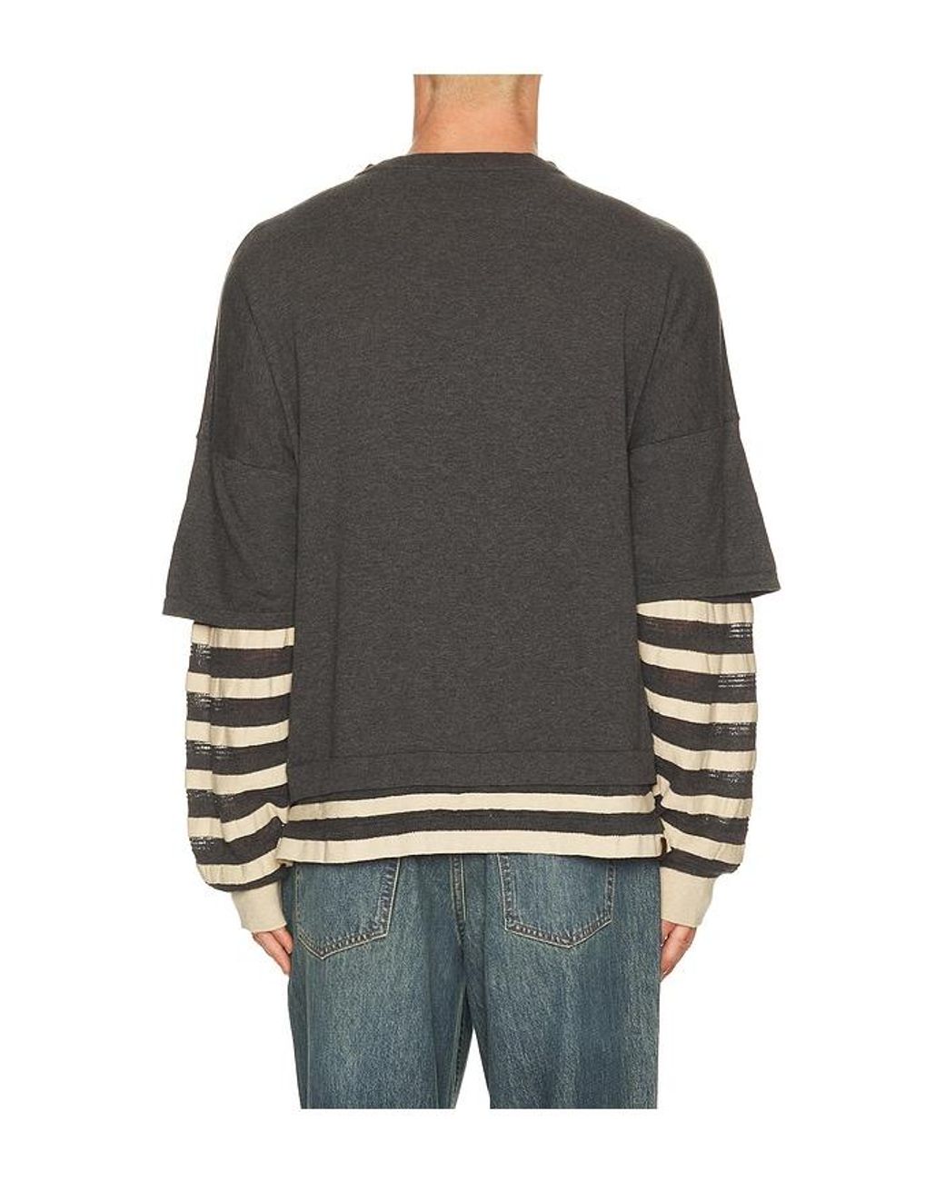 Isa Boulder Black Gauzine Stripe Long Sleeves for men