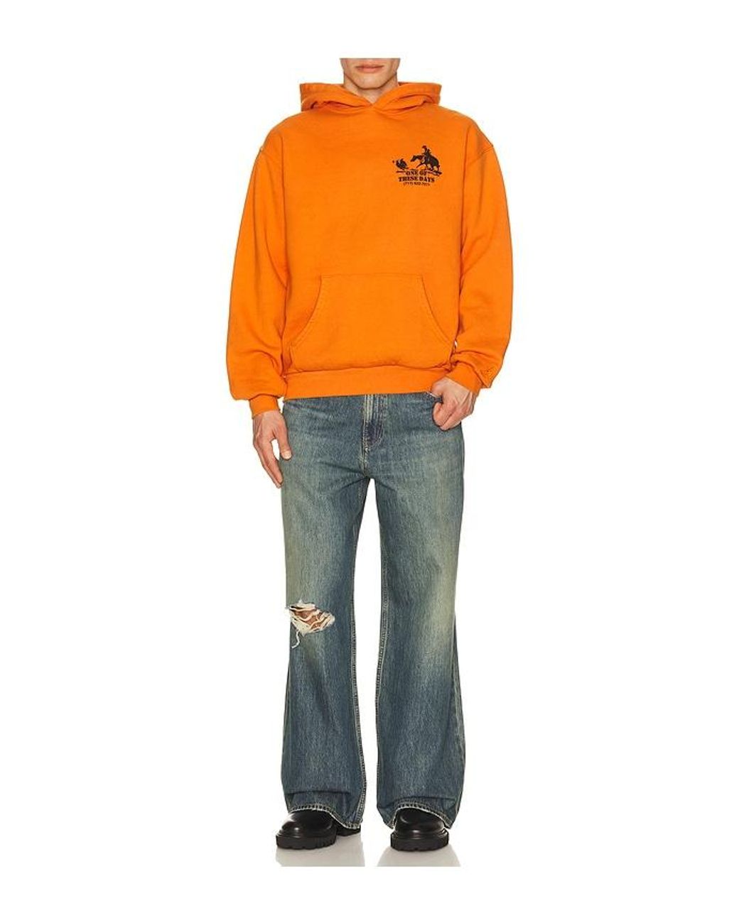 One Of These Days Orange Round Up Pullover Hoodie for men