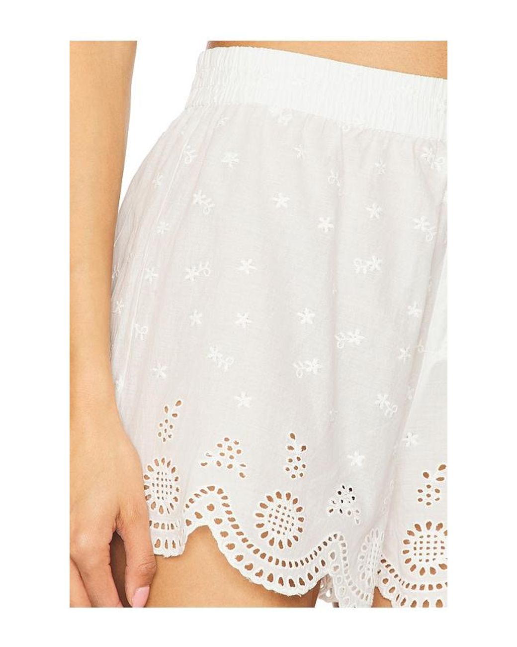 LoveShackFancy White Sorin Shorts