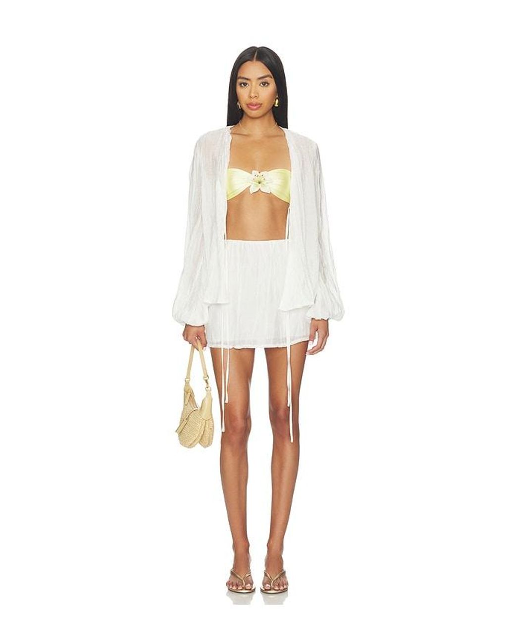 SNDY'S White Brandi Crinkle Mini Skirt