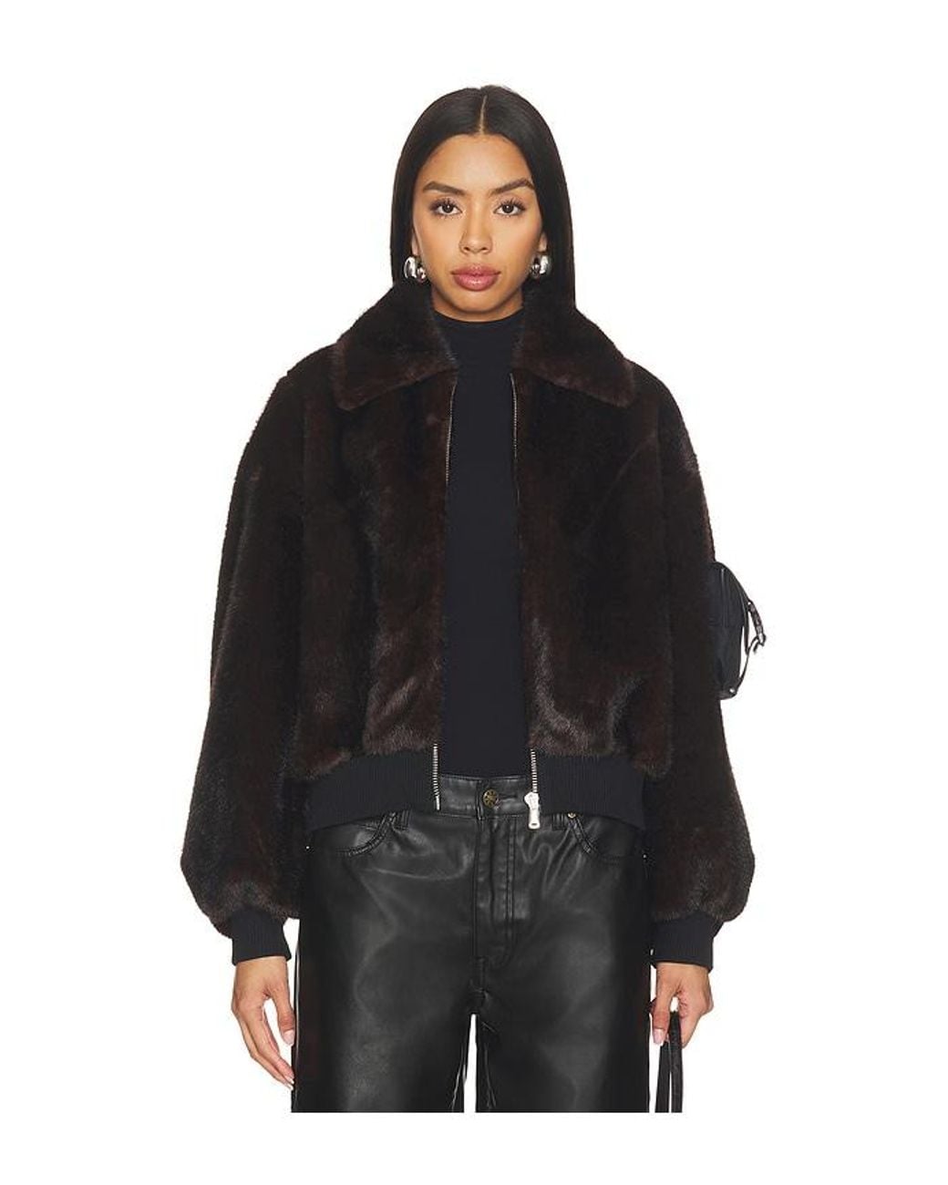 Coperni Black Faux Fur Bomber Jacket