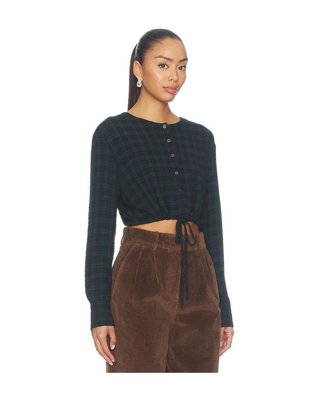GOOD AMERICAN Multicolor The Crinkle Cinched Shirt