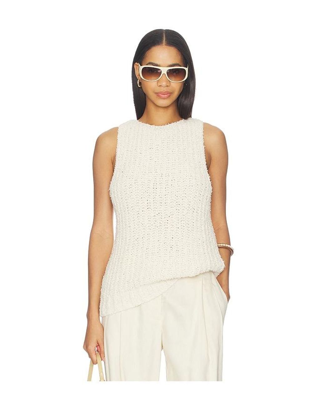 Balmain Natural Cotton Blend Knit Top