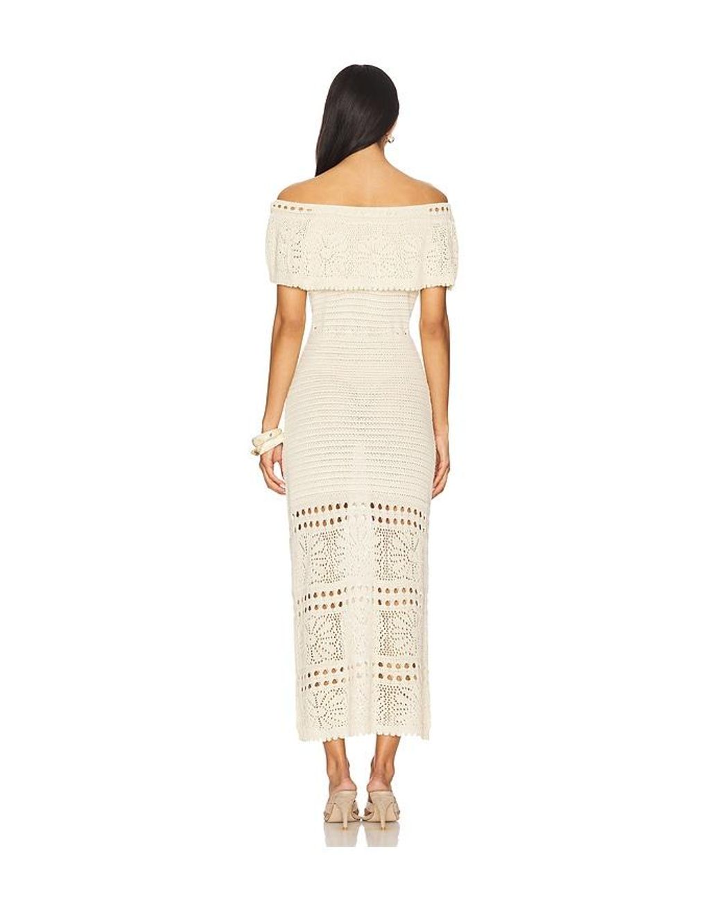 Line & Dot White Wilda Crochet Sweater Dress