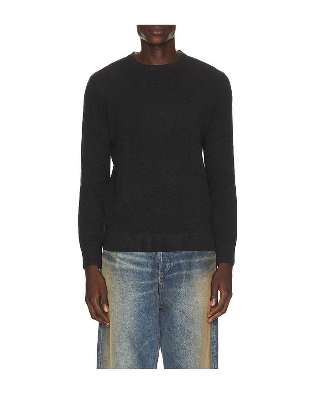 Faherty Brand Black Jackson Crew Sweater for men
