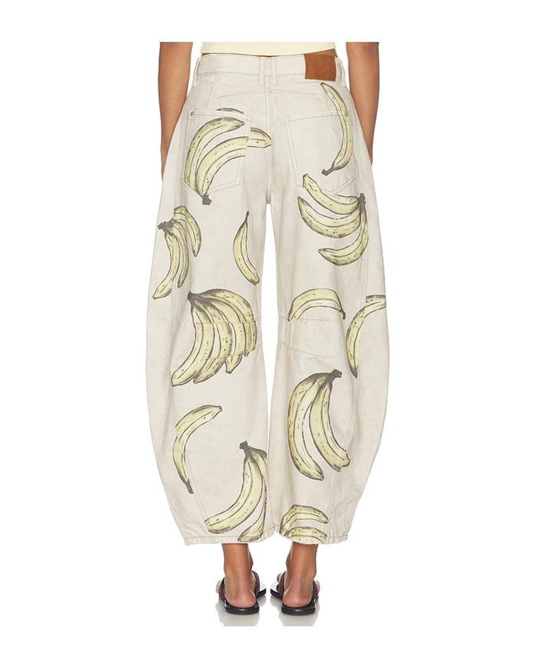 Free People Natural X We The Free Good Luck Printed Jean