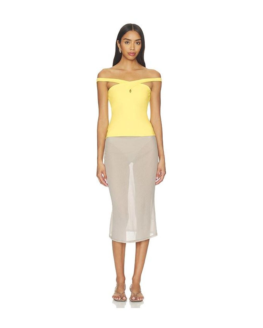 Susana Monaco Orange Cross Front Top Off Shoulder Top