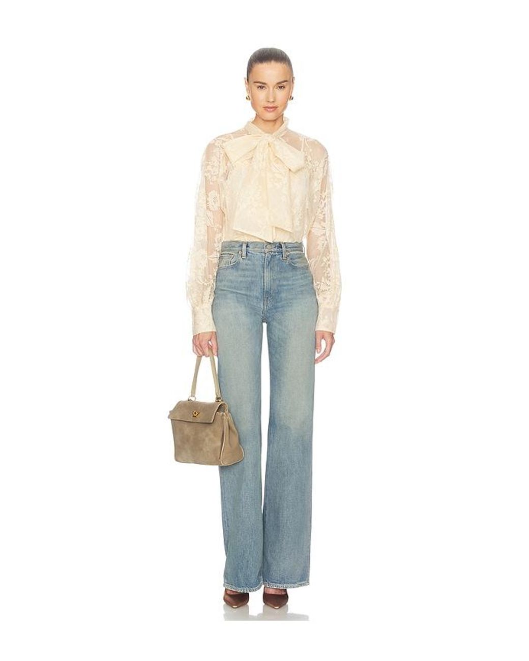 Zimmermann Blue Valiant Lace Pussybow Blouse