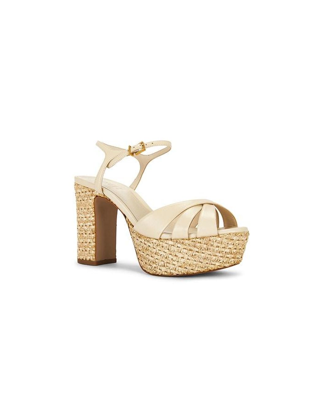 SCHUTZ SHOES White Keefa Raffia Platform Sandal