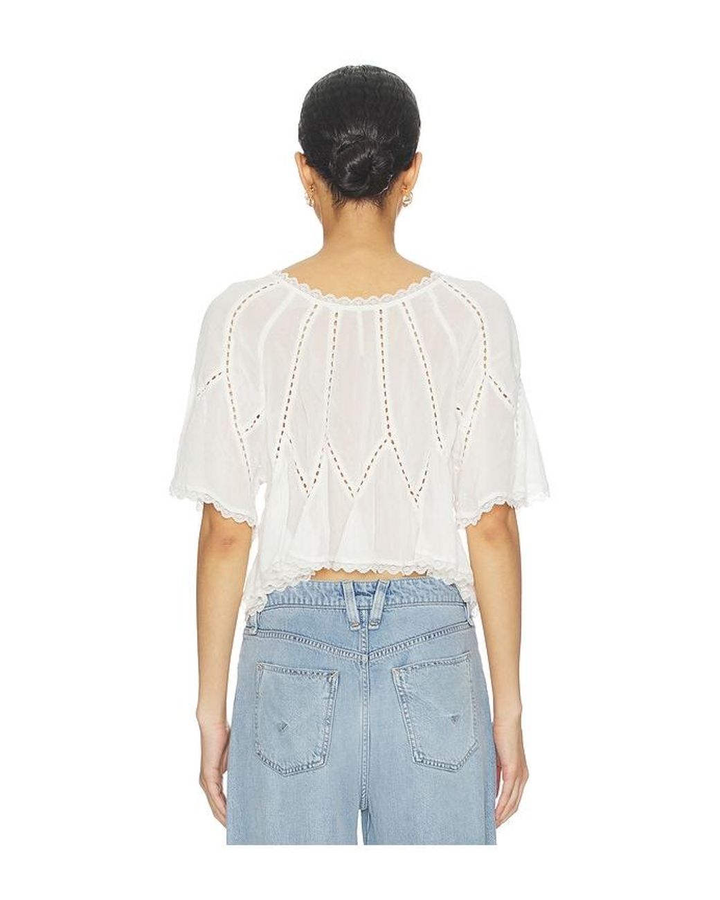 Free People White Michelle Blouse