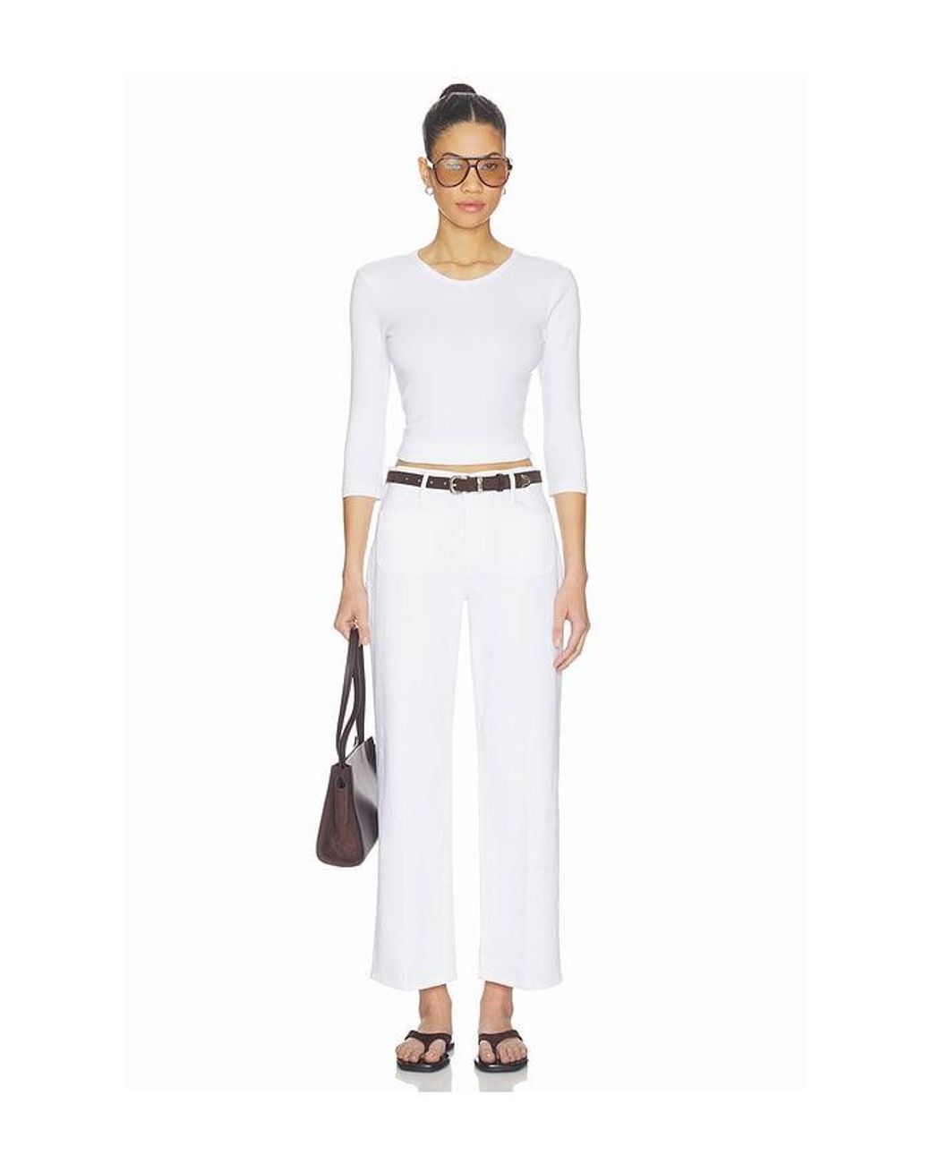 Mother White The Patch Pocket Mid Rise Maven Ankle Jeans