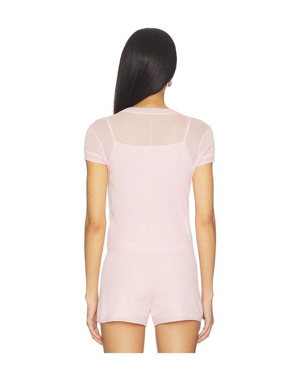 Central Park West Pink Serena Sheer Cardi With Cami Top