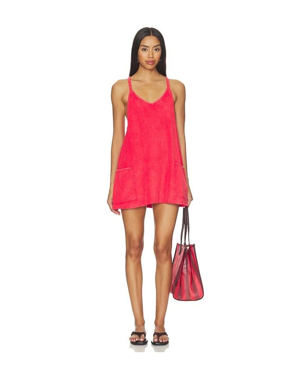 Free People Red X Fp Movement Hot Shot Mini Towel Terry Dress