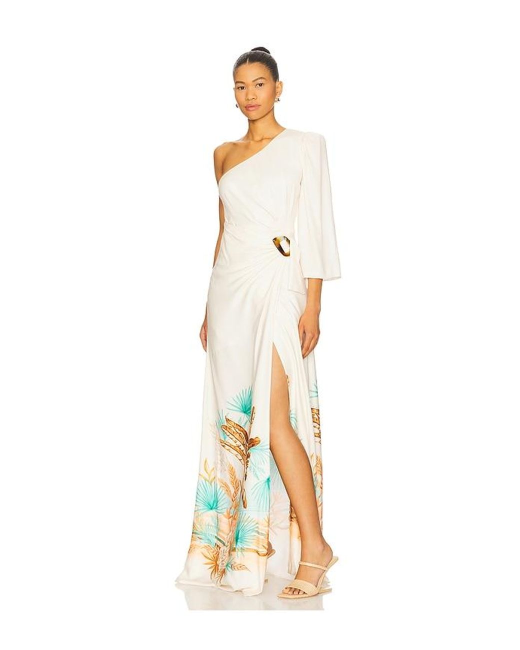 PATBO Natural Bananeira Tropical One Shoulder Maxi Dress