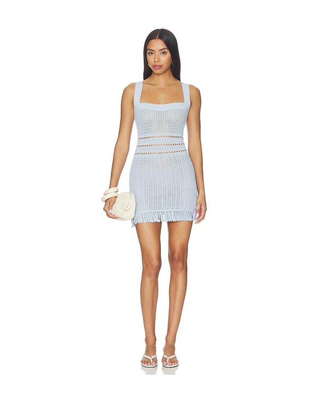 Lovers + Friends Blue Philine Fringe Mini Dress
