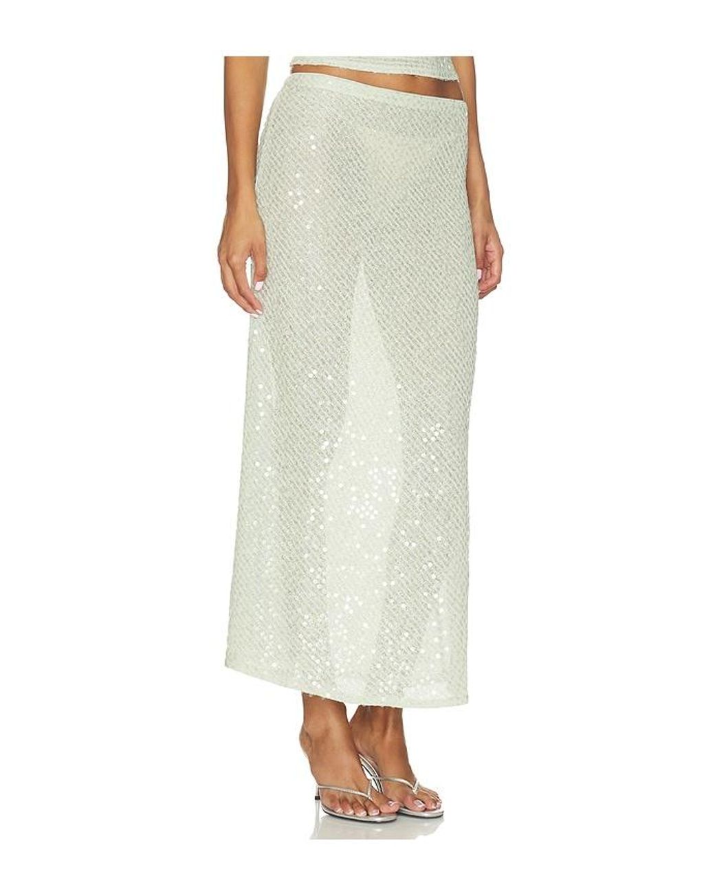 Lovers + Friends White Erika Sequin Midi Skirt
