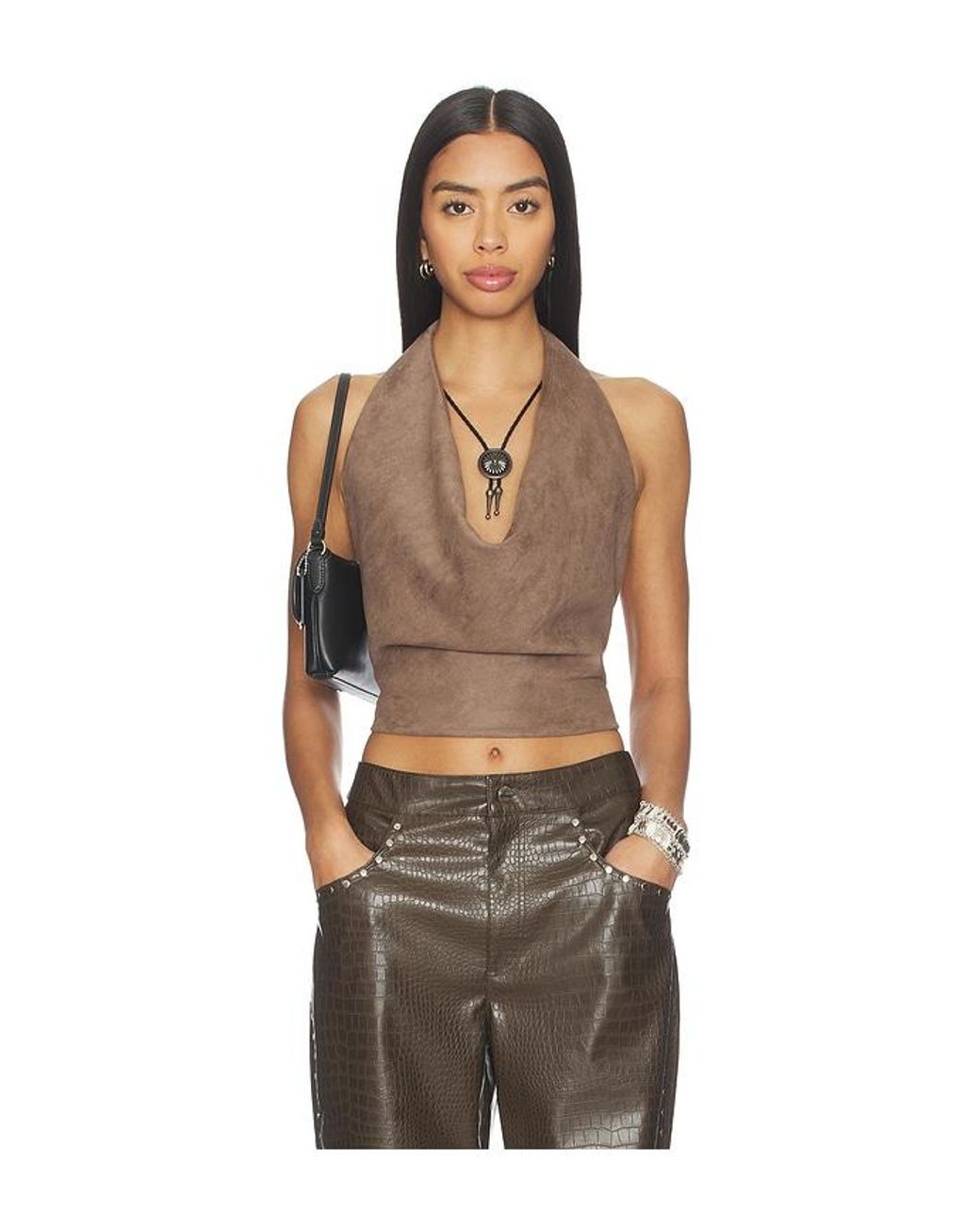 Lamarque Brown X Revolve Ruth Faux Suede Halter Top