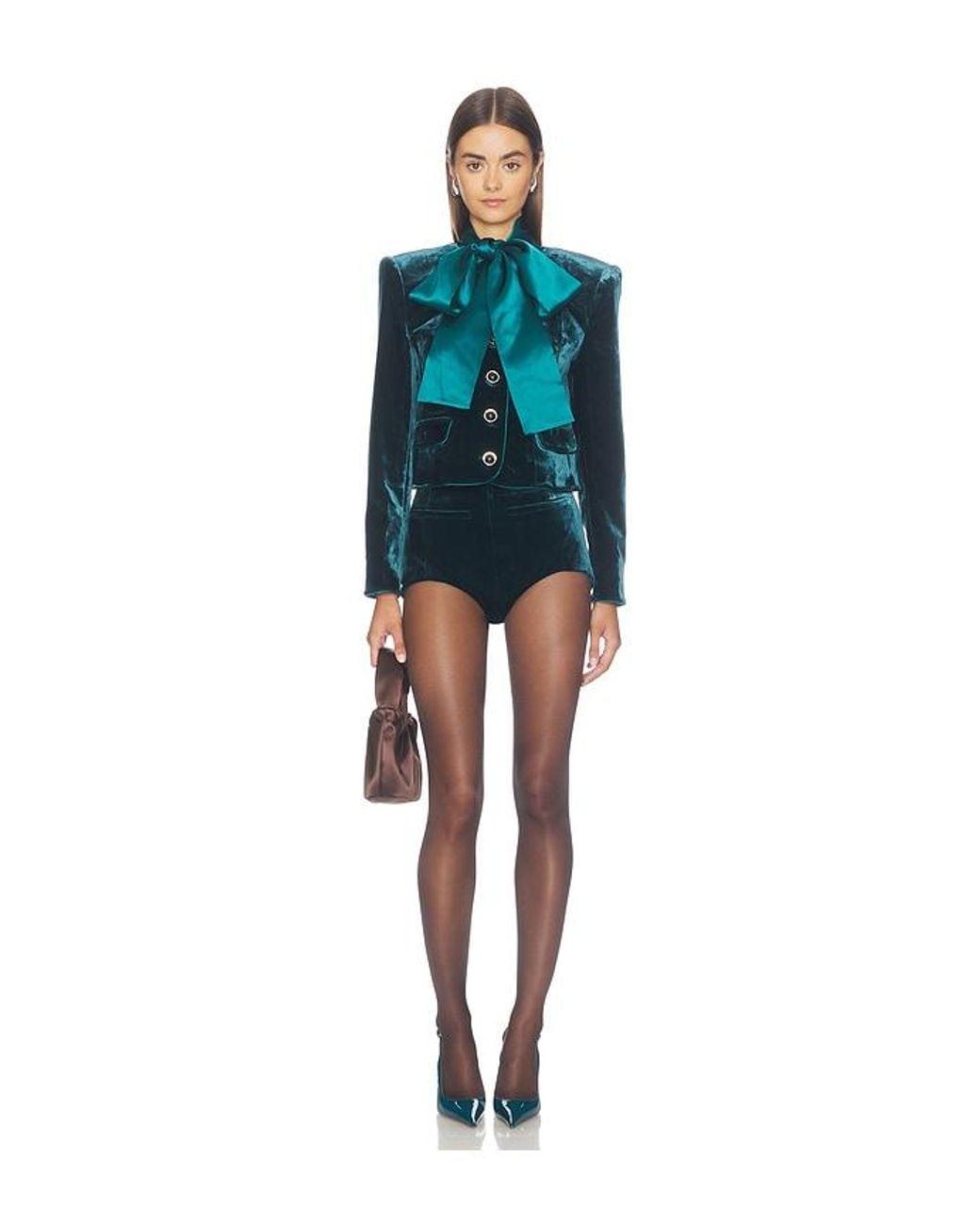 retroféte Blue Menlo Velvet Short