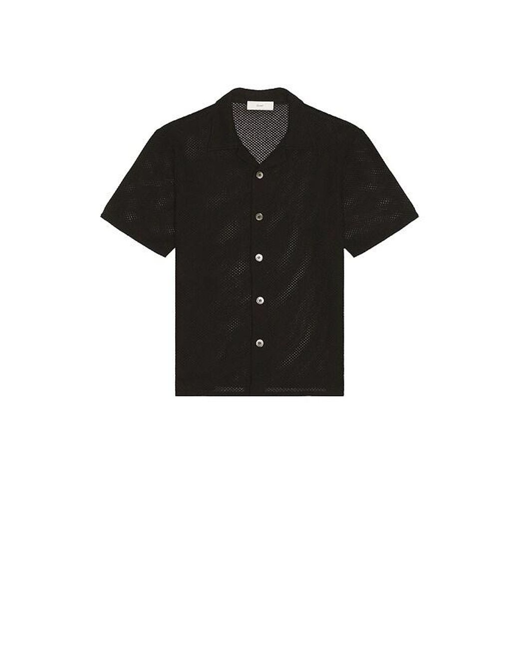 DUNST Black Open Collared Crochet Shirt for men