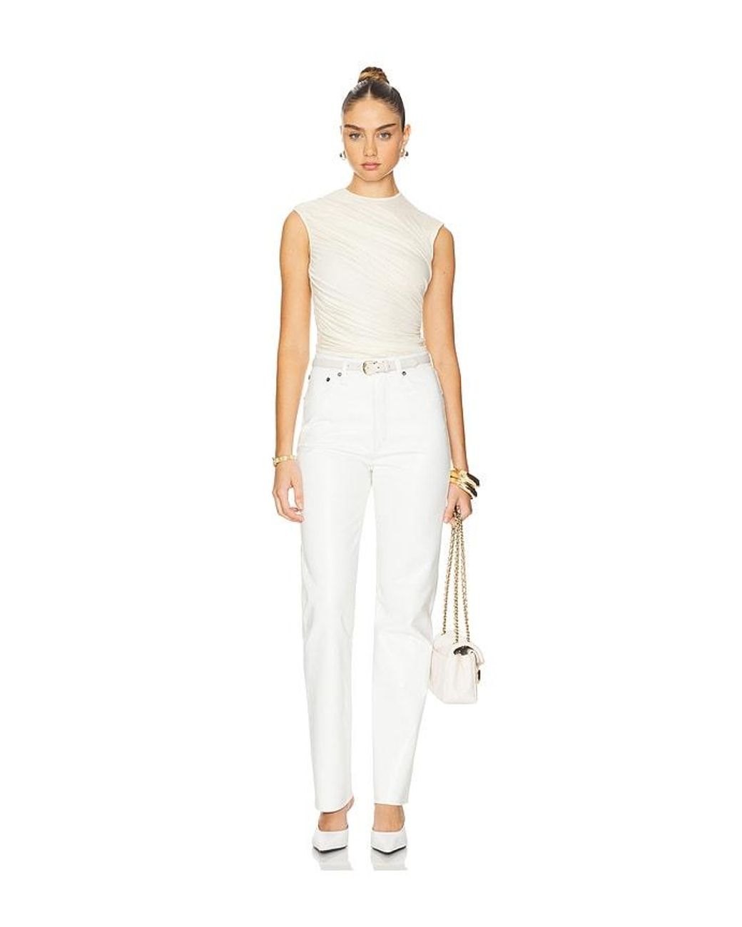 Agolde White 90's Pinch Waist Long Jeans